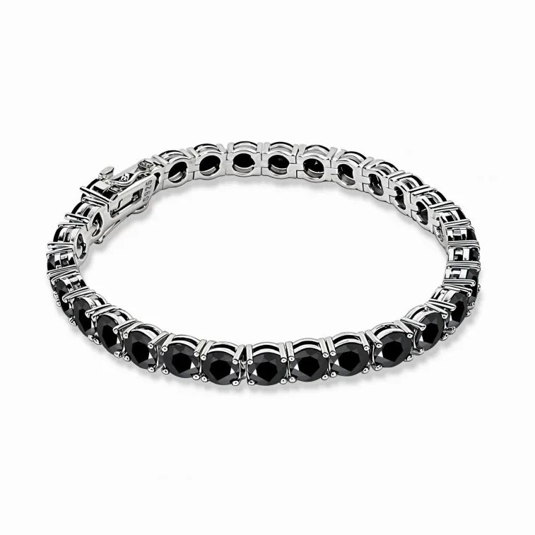 Tennisarmband – Silver / svart 5MM