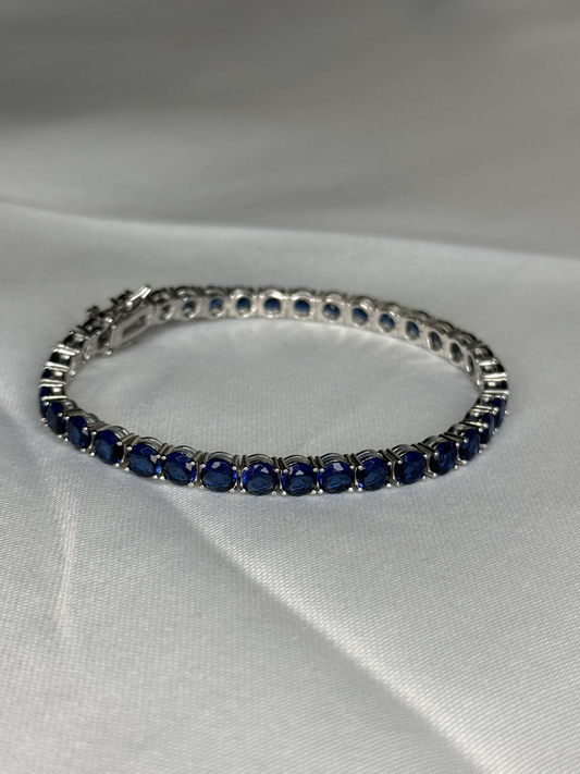 Tennisarmband – Silver / blå